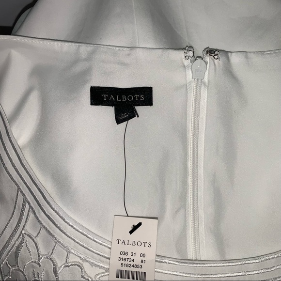 TALBOTS White 100% Cotton ruffle trim summer Dress size 14 NWT wedding guest - Picture 10 of 10